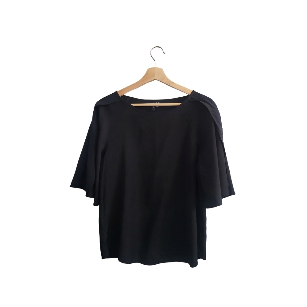 VERO MODA Flutter Sleeve Flowy Short Sleeve Black Blouse Size M